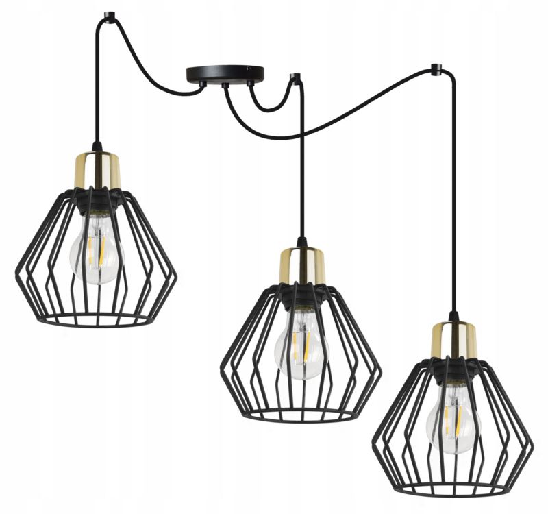 Lampa sufitowa wisząca Light Home LH Spider Nuvola 3x E27 60W czarny/złoty 1szt.