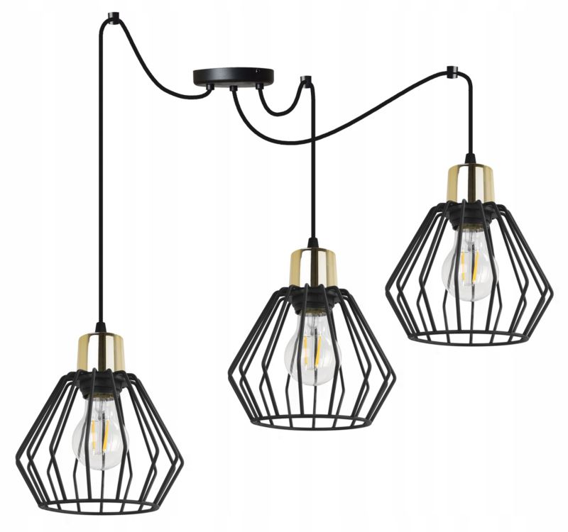 Lampa sufitowa wisząca Light Home LH Spider Nuvola 3x E27 60W czarny/złoty 1szt.