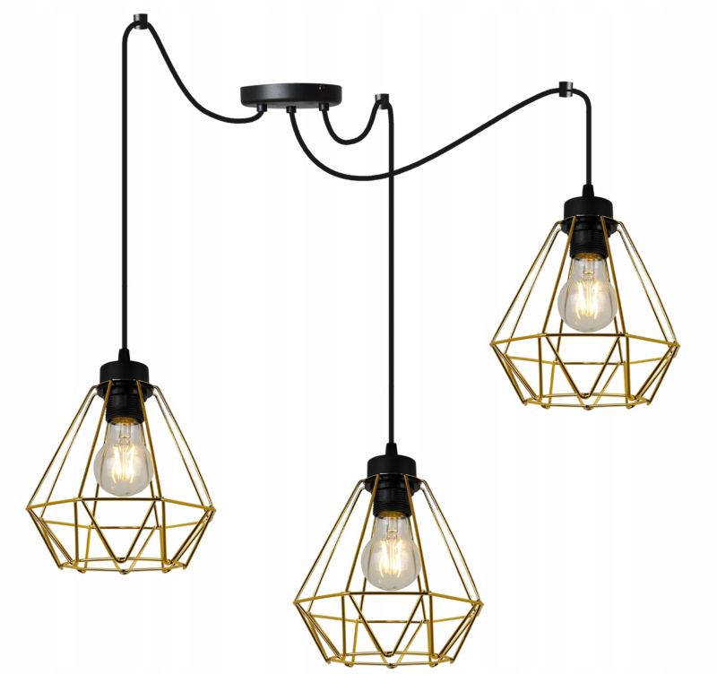 Lampa sufitowa wisząca Light Home LH Spider Nuvola 3x E27 60W złoty 1szt.