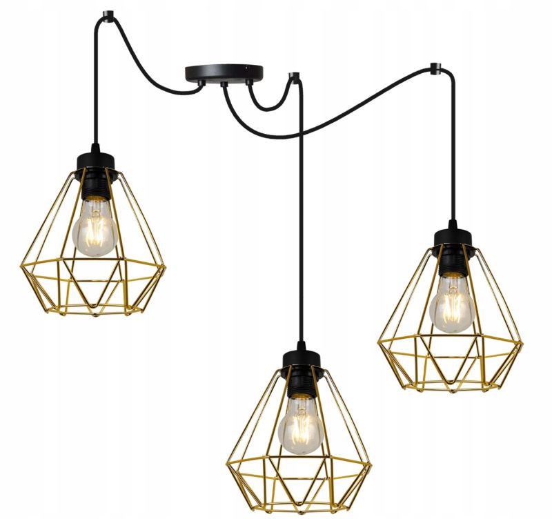 Lampa sufitowa wisząca Light Home LH Spider Nuvola 3x E27 60W złoty 1szt.