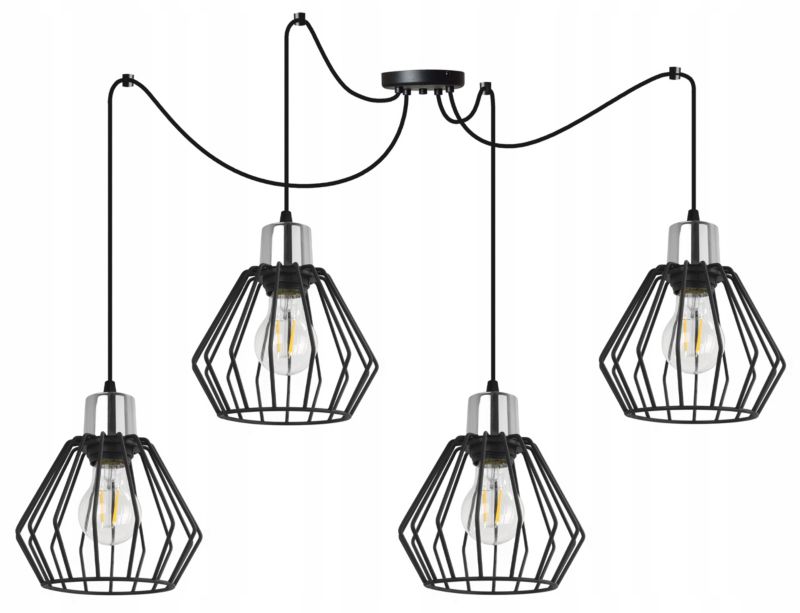 Lampa sufitowa wisząca Light Home LH Spider Nuvola 4x E14 60W czarny/srebrny 1szt.