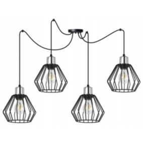 Lampa sufitowa wisząca Light Home LH Spider Nuvola 4x E14 60W czarny/srebrny 1szt.