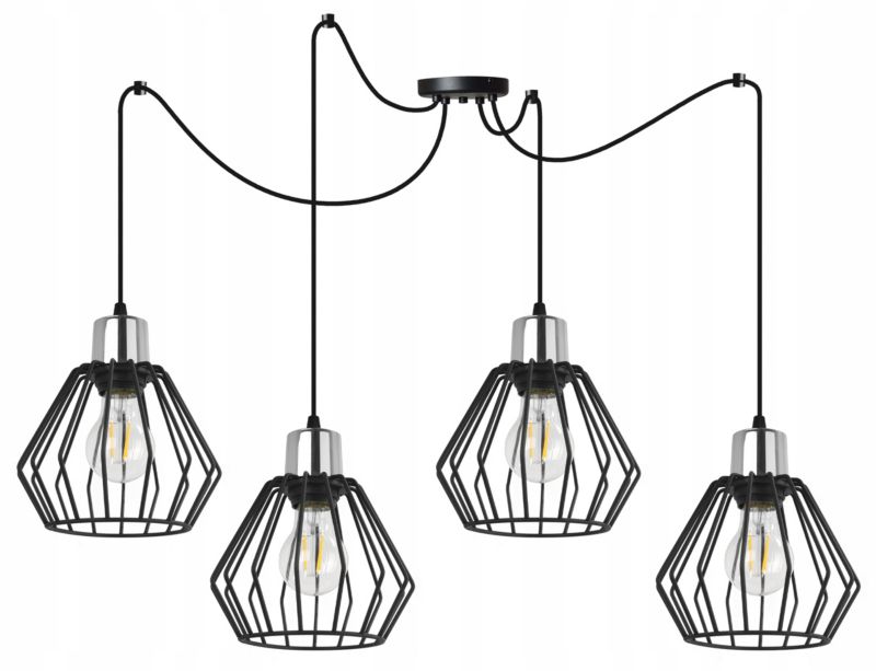 Lampa sufitowa wisząca Light Home LH Spider Nuvola 4x E14 60W czarny/srebrny 1szt.