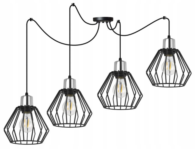 Lampa sufitowa wisząca Light Home LH Spider Nuvola 4x E14 60W czarny/srebrny 1szt.