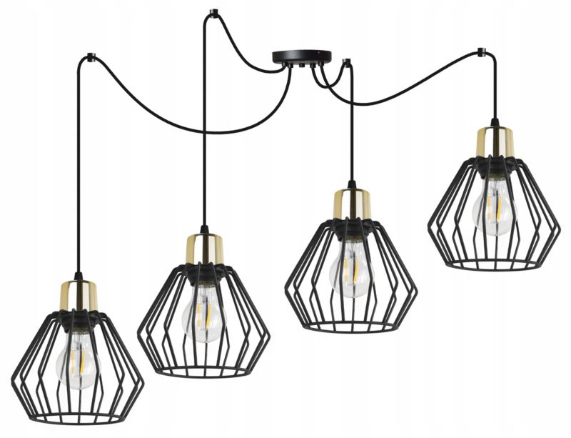 Lampa sufitowa wisząca Light Home LH Spider Nuvola 4x E14 60W czarny/złoty 1szt.