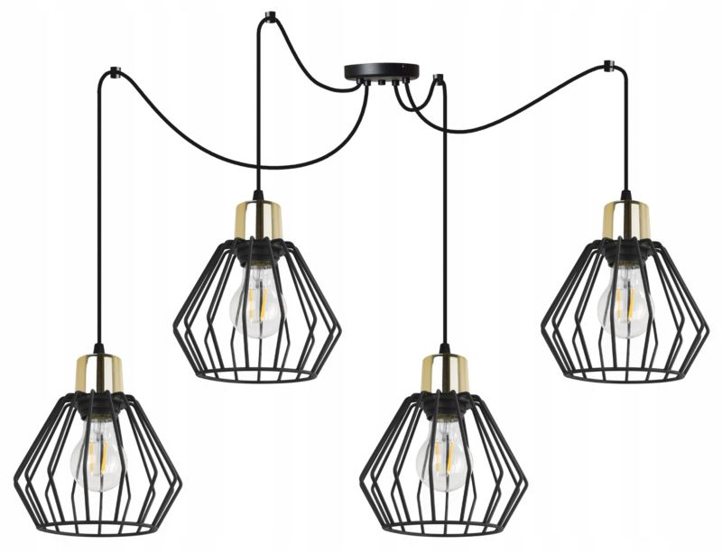 Lampa sufitowa wisząca Light Home LH Spider Nuvola 4x E14 60W czarny/złoty 1szt.