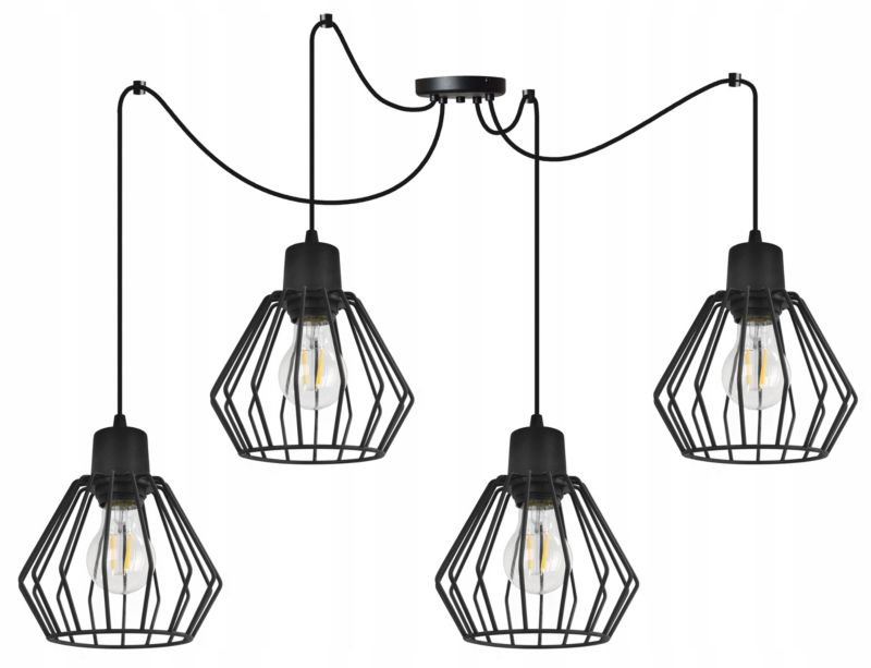 Lampa sufitowa wisząca Light Home LH Spider Nuvola 4x E27 60W czarny 1szt.