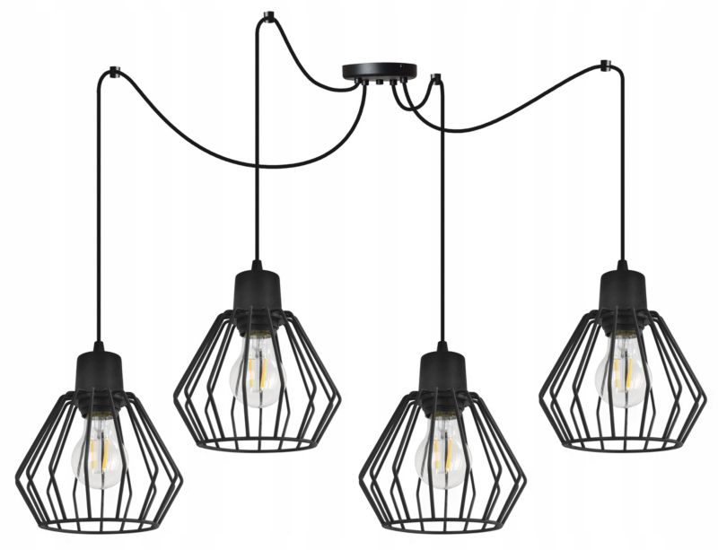 Lampa sufitowa wisząca Light Home LH Spider Nuvola 4x E27 60W czarny 1szt.