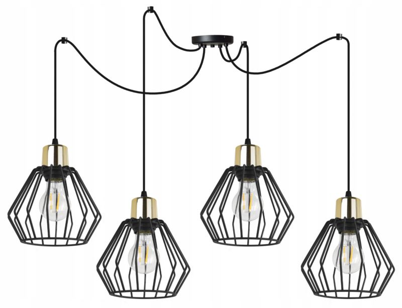 Lampa sufitowa wisząca Light Home LH Spider Nuvola 4x E27 60W czarny/złoty 1szt.