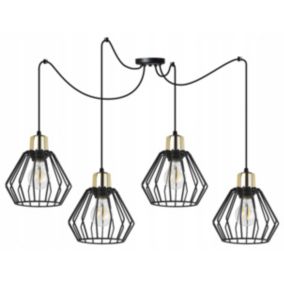 Lampa sufitowa wisząca Light Home LH Spider Nuvola 4x E27 60W czarny/złoty 1szt.