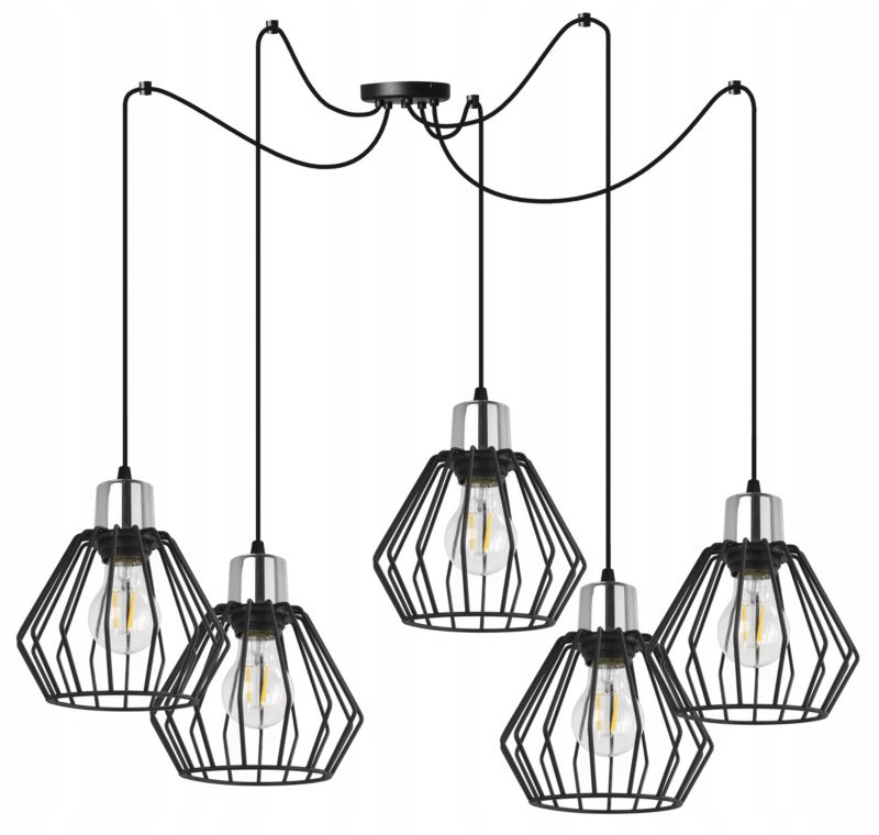 Lampa sufitowa wisząca Light Home LH Spider Nuvola 5x E14 60W czarny/srebrny 1szt.