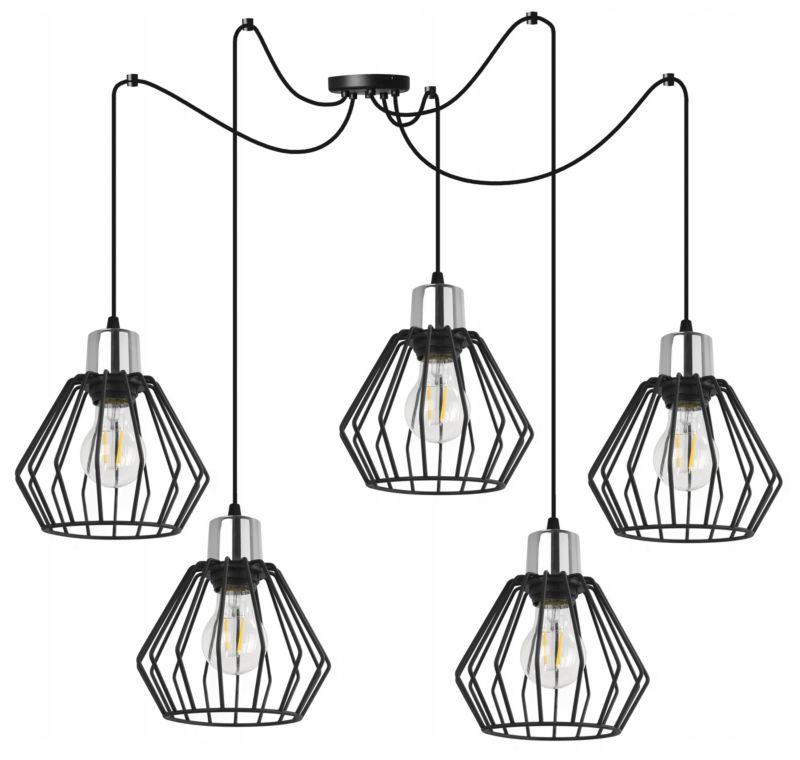 Lampa sufitowa wisząca Light Home LH Spider Nuvola 5x E14 60W czarny/srebrny 1szt.