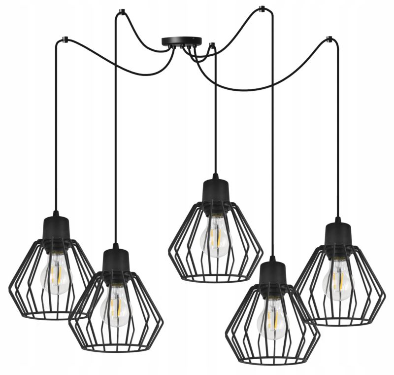 Lampa sufitowa wisząca Light Home LH Spider Nuvola 5x E27 60W czarny 1szt.