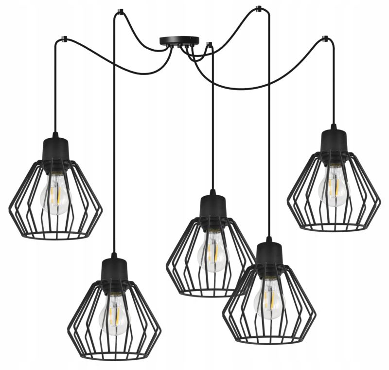 Lampa sufitowa wisząca Light Home LH Spider Nuvola 5x E27 60W czarny 1szt.