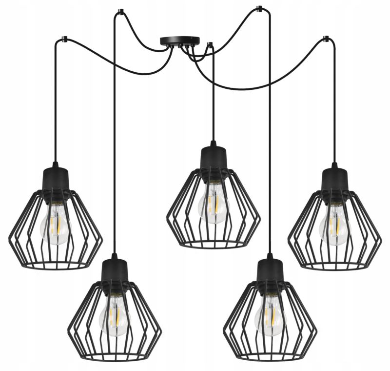 Lampa sufitowa wisząca Light Home LH Spider Nuvola 5x E27 60W czarny 1szt.