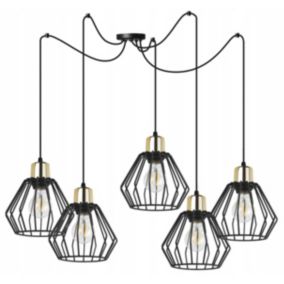 Lampa sufitowa wisząca Light Home LH Spider Nuvola 5x E27 60W czarny/złoty 1szt.