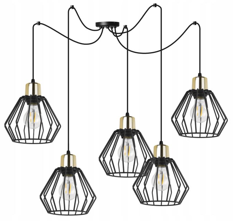 Lampa sufitowa wisząca Light Home LH Spider Nuvola 5x E27 60W czarny/złoty 1szt.