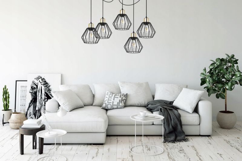 Lampa sufitowa wisząca Light Home LH Spider Nuvola 5x E27 60W czarny/złoty 1szt.