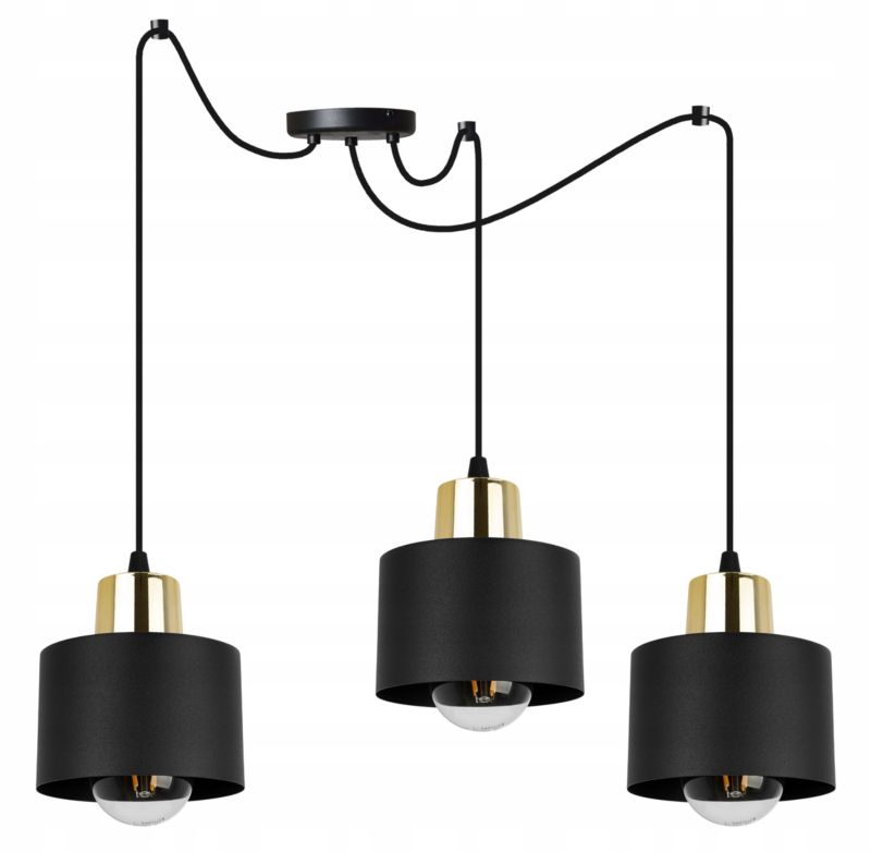 Lampa sufitowa wisząca Light Home LH Spider Panta 3x E27 60W czarny/złoty 1szt.