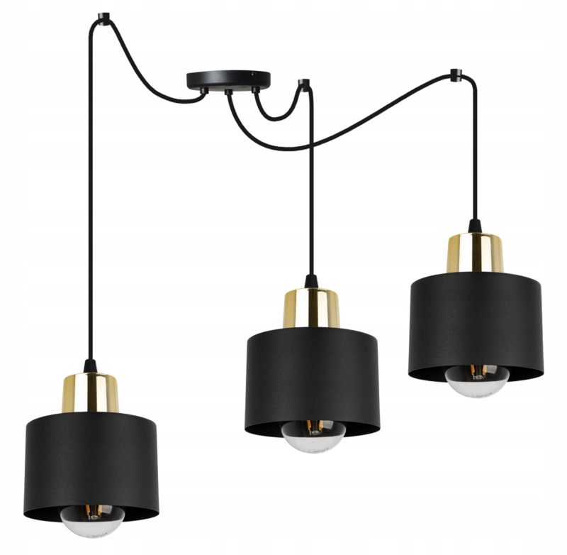 Lampa sufitowa wisząca Light Home LH Spider Panta 3x E27 60W czarny/złoty 1szt.