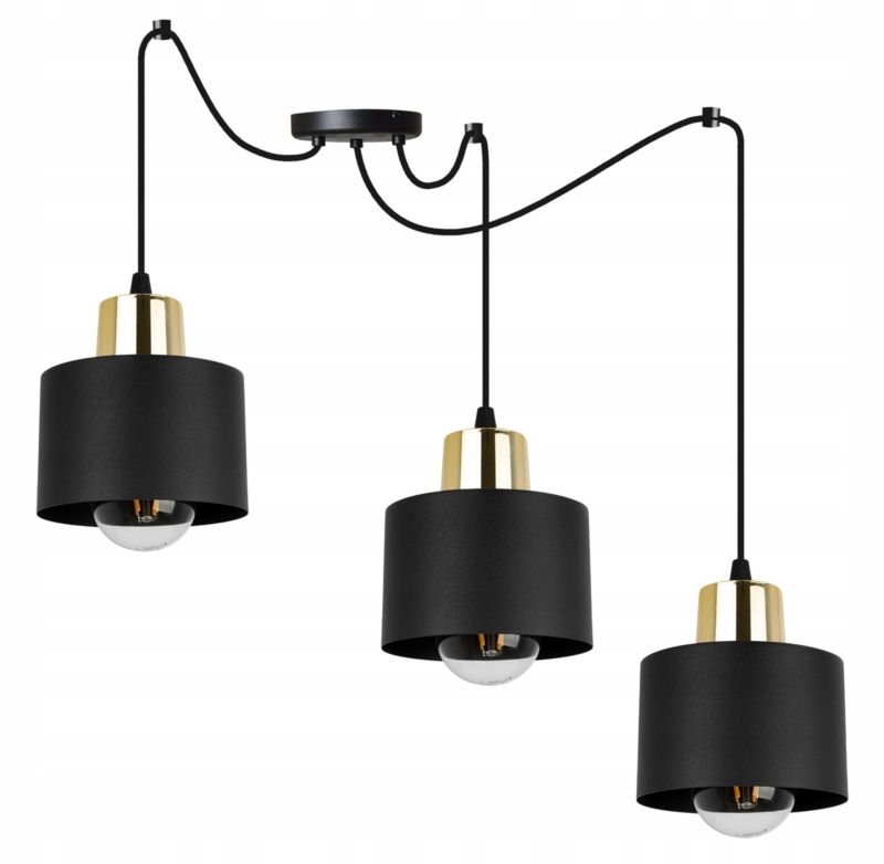 Lampa sufitowa wisząca Light Home LH Spider Panta 3x E27 60W czarny/złoty 1szt.