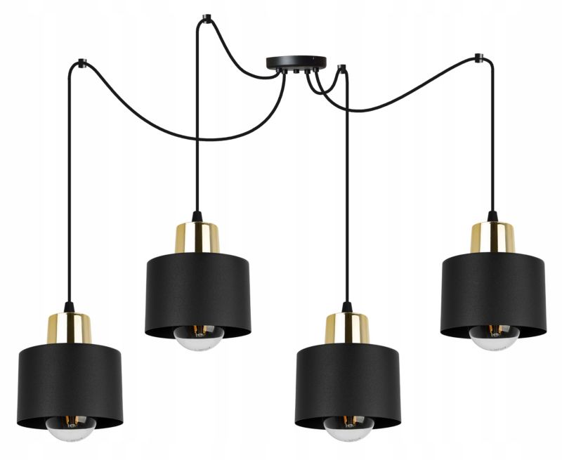 Lampa sufitowa wisząca Light Home LH Spider Panta 4x E27 60W czarny/złoty 1szt.