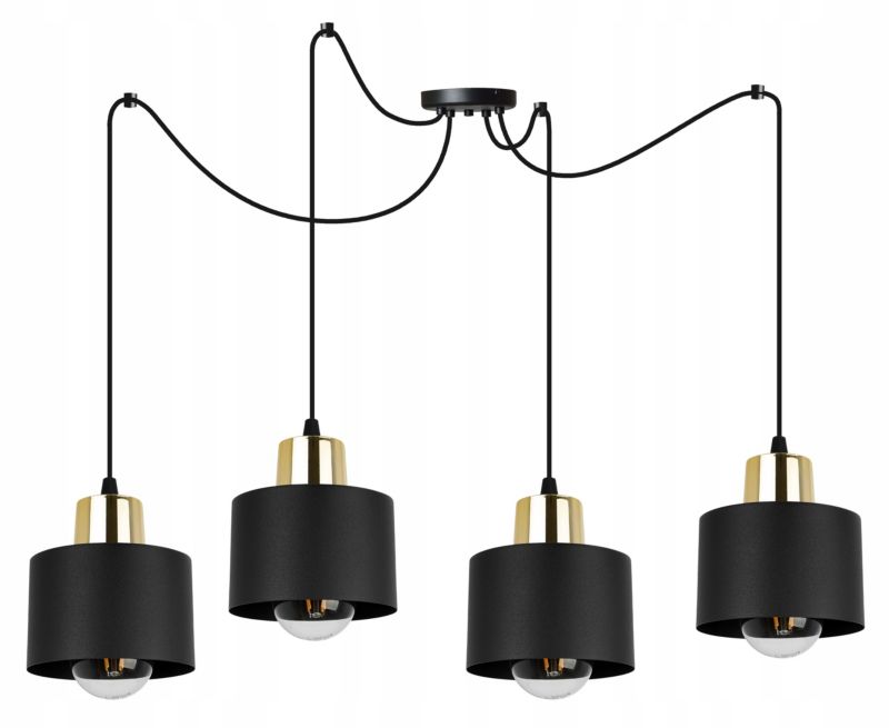 Lampa sufitowa wisząca Light Home LH Spider Panta 4x E27 60W czarny/złoty 1szt.