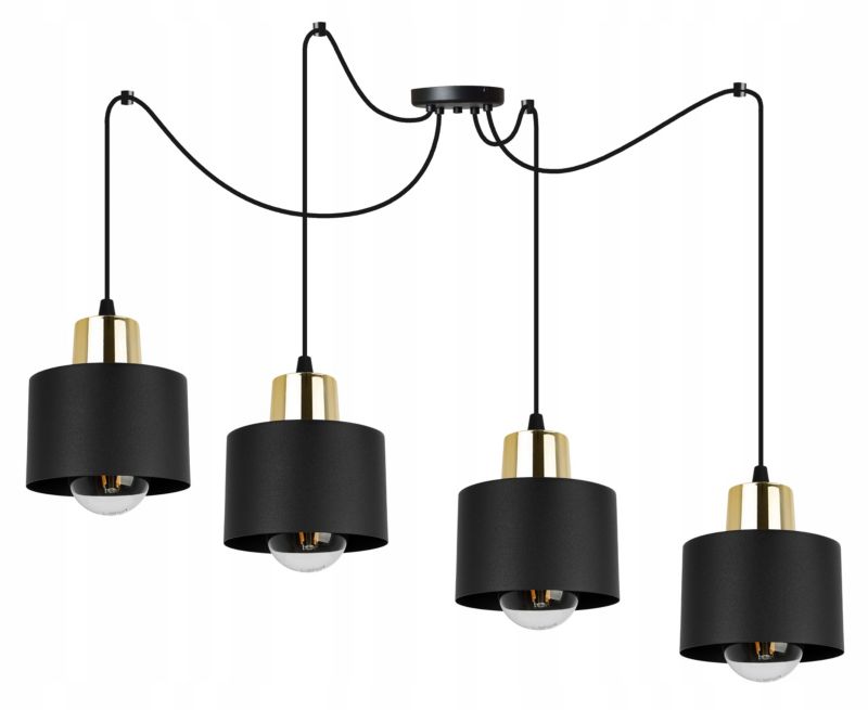 Lampa sufitowa wisząca Light Home LH Spider Panta 4x E27 60W czarny/złoty 1szt.