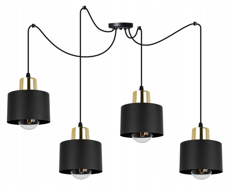 Lampa sufitowa wisząca Light Home LH Spider Panta 4x E27 60W czarny/złoty 1szt.