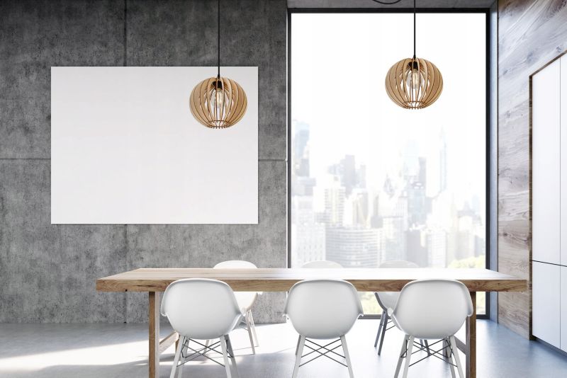 Lampa sufitowa wisząca Light Home LH Spider Timber Drewno 1x E27 60W okrągły klosz 27cm czarny/naturalny 1szt.