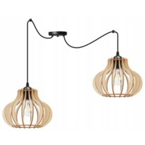 Lampa sufitowa wisząca Light Home LH Spider Timber Drewno 2x E27 60W czarny 1szt.