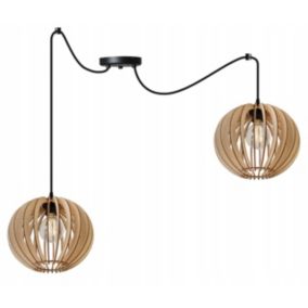 Lampa sufitowa wisząca Light Home LH Spider Timber Drewno 4x E27 60W okrągły klosz 27cm czarny/naturalny 1szt.
