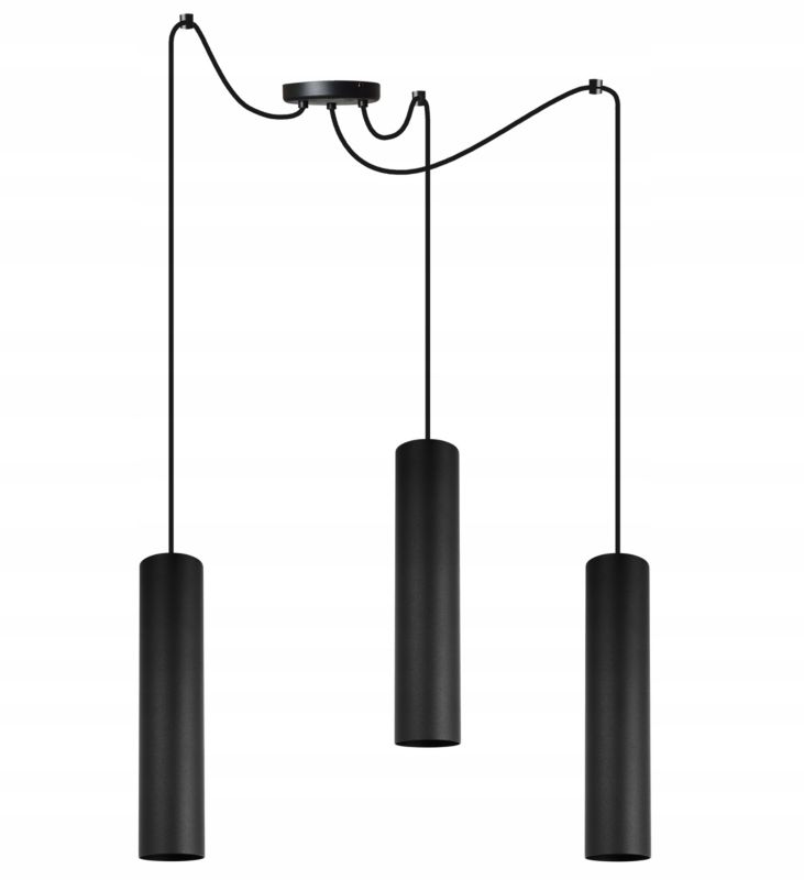 Lampa sufitowa wisząca Light Home LH Spider Tuba 3x GU10 20W czarny 1szt.