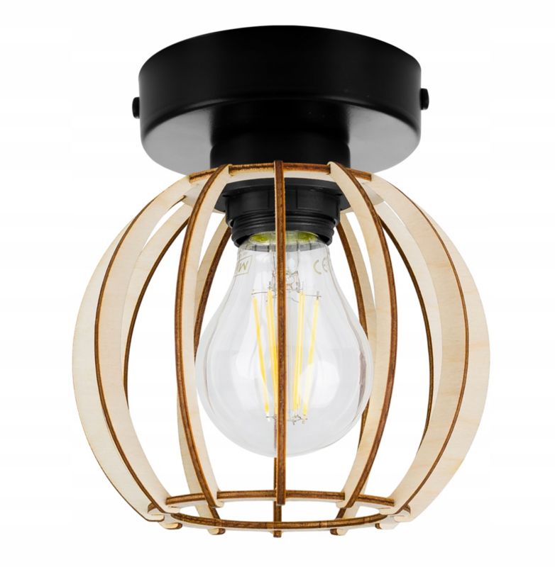 Lampa sufitowa wisząca Light Home LH Timber 1x E27 60W 16cm czarny 1szt.