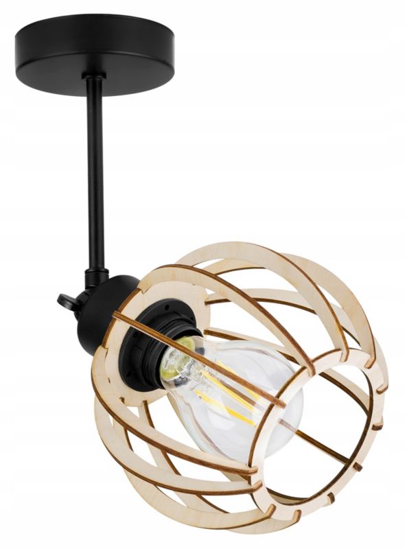 Lampa sufitowa wisząca Light Home LH Timber 1x E27 60W klosz okrągły 16cm czarny 1szt.