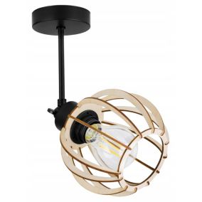 Lampa sufitowa wisząca Light Home LH Timber 1x E27 60W klosz okrągły 16cm czarny 1szt.