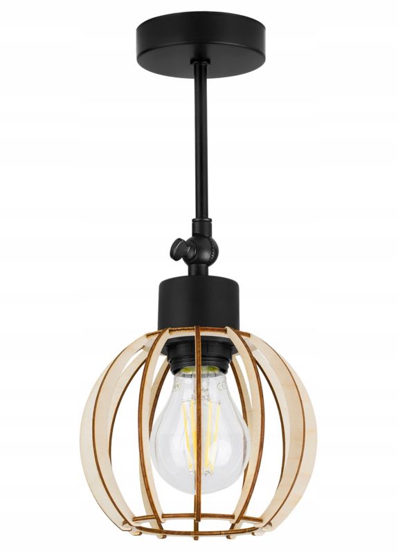 Lampa sufitowa wisząca Light Home LH Timber 1x E27 60W klosz okrągły 16cm czarny 1szt.