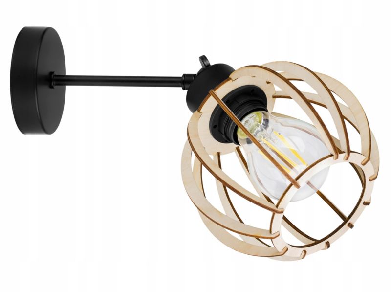Lampa sufitowa wisząca Light Home LH Timber 1x E27 60W klosz okrągły 16cm czarny 1szt.