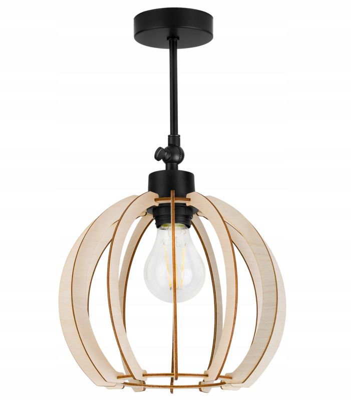 Lampa sufitowa wisząca Light Home LH Timber 1x E27 60W klosz okrągły 24cm czarny 1szt.