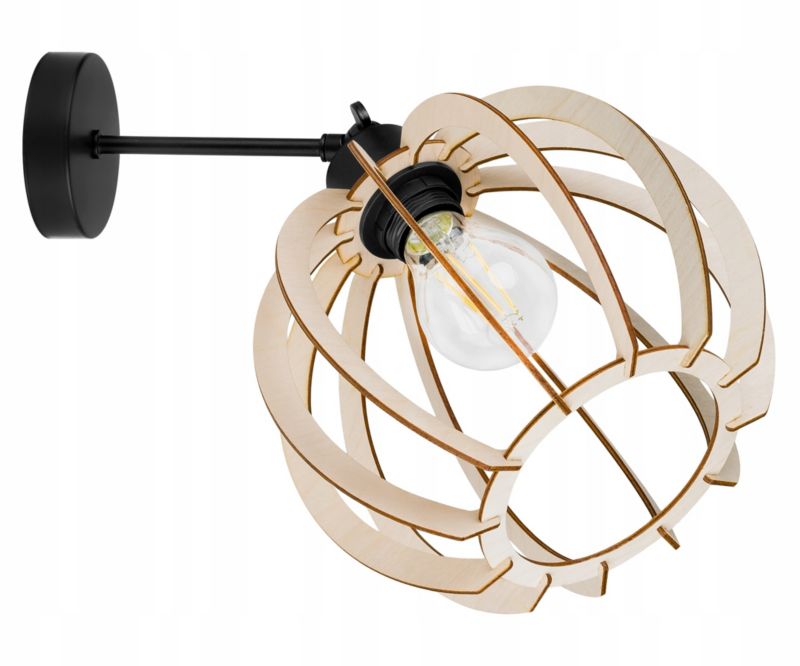 Lampa sufitowa wisząca Light Home LH Timber 1x E27 60W klosz okrągły 24cm czarny 1szt.