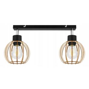 Lampa sufitowa wisząca Light Home LH Timber 2x E27 60W 16cm czarny 1szt.