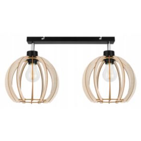 Lampa sufitowa wisząca Light Home LH Timber 2x E27 60W 24cm czarny 1szt.