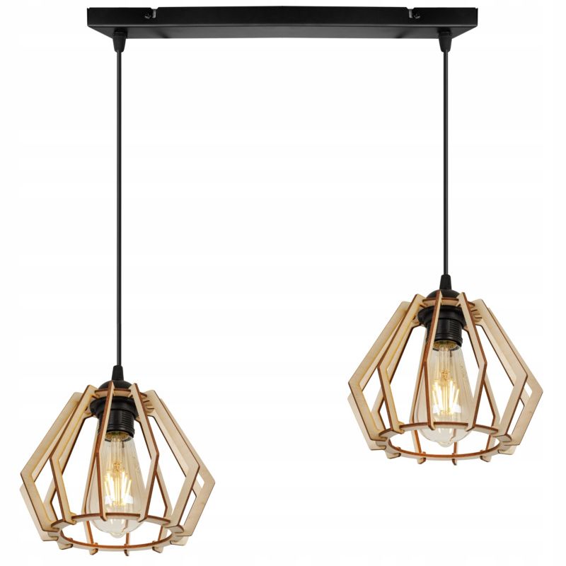 Lampa sufitowa wisząca Light Home LH Timber 2x E27 60W diament czarny 1szt.
