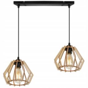 Lampa sufitowa wisząca Light Home LH Timber 2x E27 60W diament czarny 1szt.