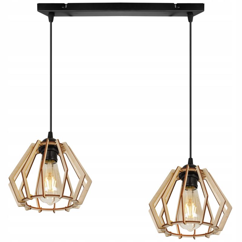 Lampa sufitowa wisząca Light Home LH Timber 2x E27 60W diament czarny 1szt.