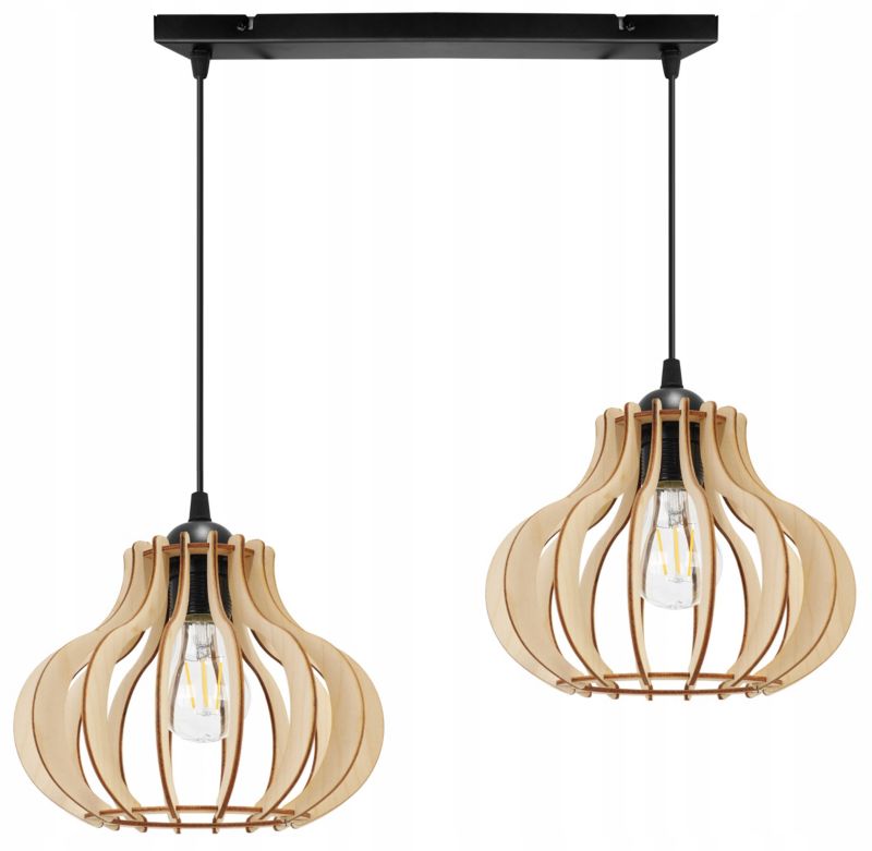 Lampa sufitowa wisząca Light Home LH Timber 2x E27 60W owalna czarny 1szt.