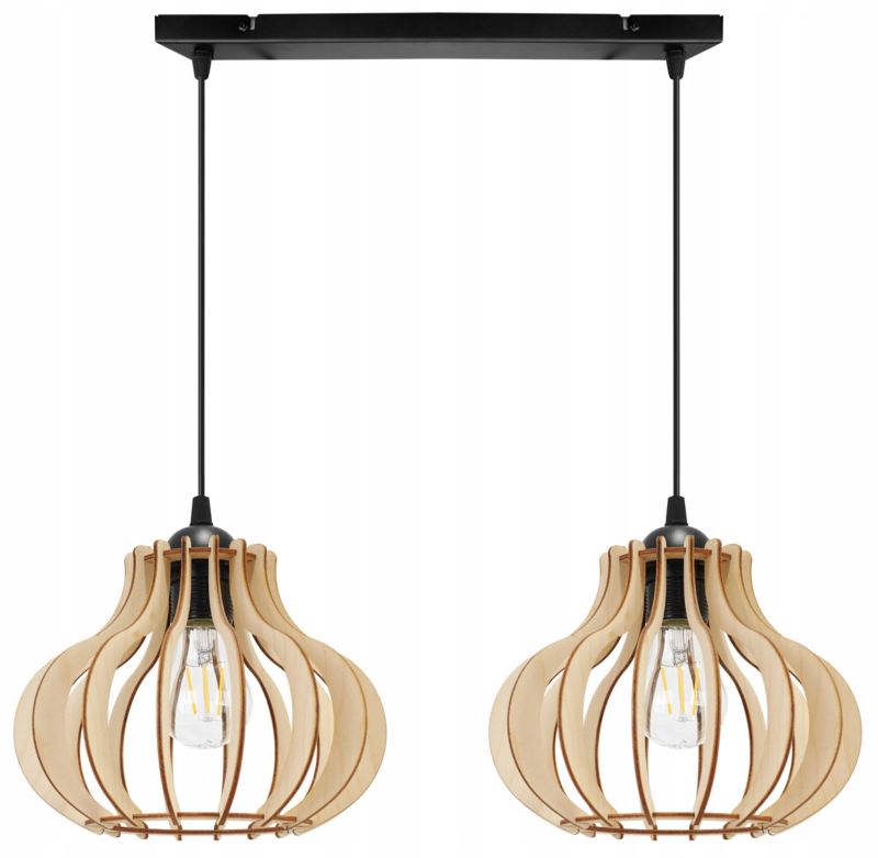 Lampa sufitowa wisząca Light Home LH Timber 2x E27 60W owalna czarny 1szt.