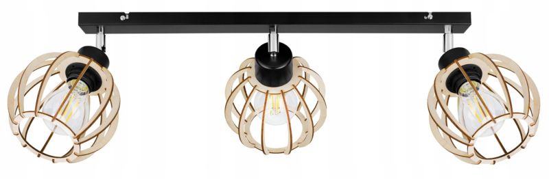Lampa sufitowa wisząca Light Home LH Timber 3x E27 60W 16cm czarny 1szt.