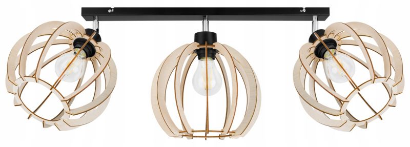 Lampa sufitowa wisząca Light Home LH Timber 3x E27 60W 24cm czarny 1szt.