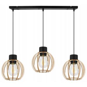Lampa sufitowa wisząca Light Home LH Timber 3x E27 60W klosz okrągły 16cm czarny 1szt.